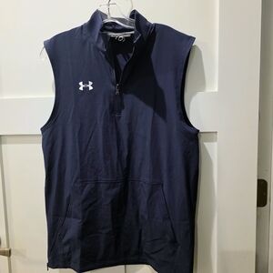 NWT Under Armour Vest Mens Sm Navy Blue 1/4 Zip Sleeveless Golf Activewear Coach